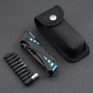 OEM Customizable 10-in-1 <strong>Black</strong> Stainless Steel Pocket <strong>Multitool</strong> with Industrial Grade Saw Blade and Ruler Includes Pliers - Product Image 4