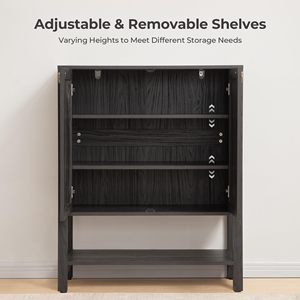 Armoire à chaussures SENYU moderne en MDF noir avec 2 tiroirs, portable, étanche, écologique, meuble de chambre pour appartement - Product Image 4
