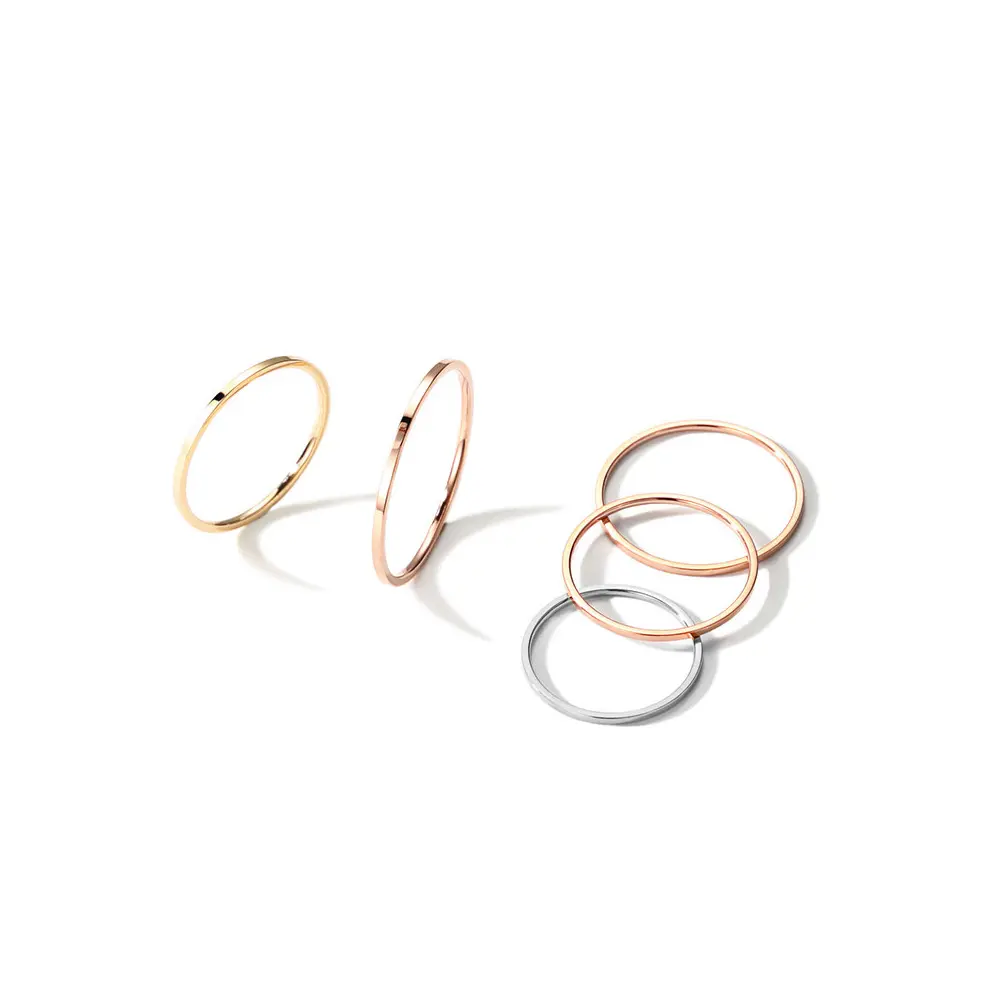 Roségold Silber Farbe Titan Edelstahl Einfache Ringe Einfach Vielseitig Komfort Passform Glatt Dünn Kreis Band Ring