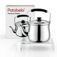 Bouilloire à thé et à eau en acier inoxydable de qualité commerciale avec couvercle, compatible induction, design moderne et écologique, pratique pour faire bouillir l'eau