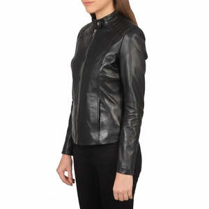 Chaqueta de Motocicleta de Cuero Genuino de Piel de Oveja Hecha a Mano para Mujer, Ajuste Personalizado, Antiarrugas, Reversible y Ecológica - Product Image 2