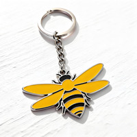 Porte-clés en métal personnalisé, émail doux, animaux, abeilles, artisanat en métal, alliage de zinc, plaqué or et argent, porte-clés pour cadeaux
