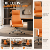 Chaise de bureau moderne réglable à dossier haut en cuir, chaise pivotante de direction pour ensemble table et chaise de bureau