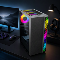 Boîtier d'ordinateur Bauhaus O11 Vision avec bande lumineuse RGB, châssis ATX Mid Tower noir pour PC de jeu