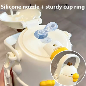 Cute Duck Stainless Steel Insulated Gift Cup Silicone Suction Nozzle 24 Hours Thermal Insulation <b>Large</b> Capacity Easy Carry - Product Image 2