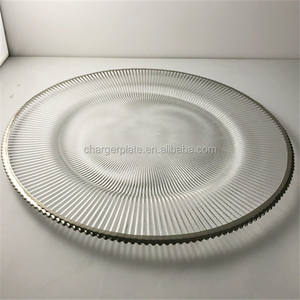 Plato de Presentación de Vidrio con Borde Dorado, Diseño Único de Rayos, 13 Pulgadas, Económico, para Decoración de Bodas - Product Image 5