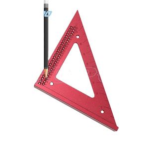 Règle triangulaire de précision en alliage d'aluminium métrique pour le travail du bois Règle de mesure pour menuisiers Trou carré Positionnement Scriber - Product Image 2
