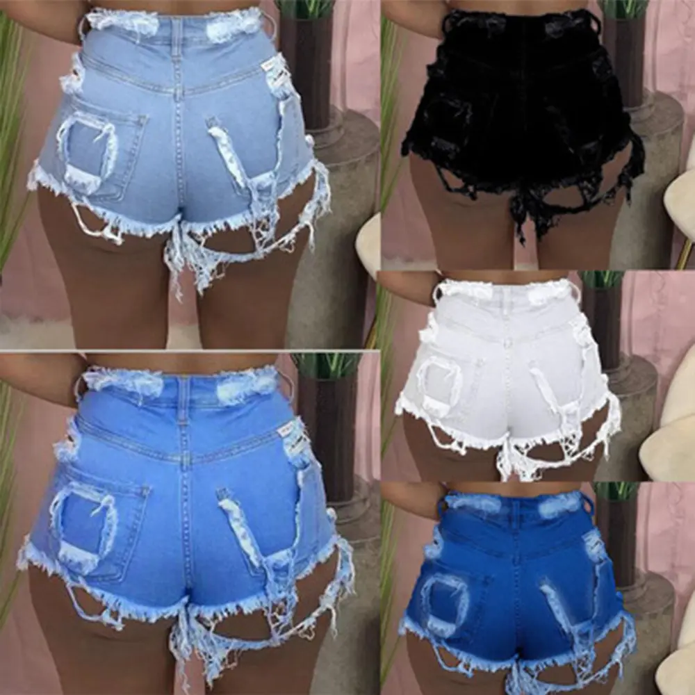 2024 Mode Damen hohe taille kurze Hosen für Damen lässige Denim Jeans Loch Dame Reißverschluss Knopf Sommer Denim Shorts Jean-Hose