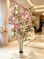 Pohon Bonsai Buatan Sutra Mewah dengan Bunga Bougainvillea - Dekorasi Rumah Ramah Lingkungan yang Tahan Lama
