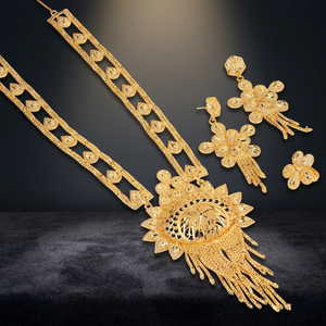 Custom Traditional Gold Plated Brass Micro Gold Forming Long Necklace Women's Wedding - Product Image 3