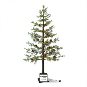 Homeera Artificial Christmas Tree 2.1m High Simulation Indoor Decorative Tree with Lights and Pinecones - Product Image 1