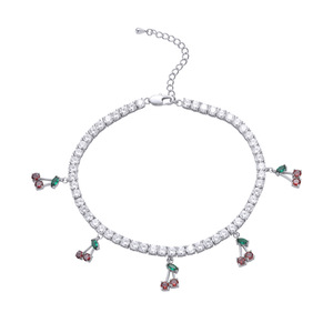 4Mm Women's Cherry <b>Anklet</b> Temperament Zircon Adjustable Shiny <b>Anklet</b> - Product Image 3