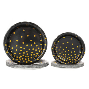 Scattered dots, black gradient hot foil <b>paper</b> plates, party supplies, disposable hot foil <b>paper</b> plates, <b>paper</b> cups, <b>paper</b> - Product Image 4