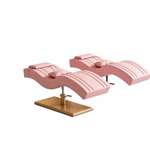 Modern Pink Massage <b>Table</b> With Built-In Headrest Adjustable PU Leather Salon Furniture Contemporary Design Metal Frame - Product Image 1