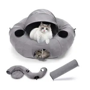 Mèo Đường Hầm Giường Mèo Đường Hầm Mèo Donut Đường Hầm Với 4 Treo Bóng 6 Peepholes Mái Hiên Và Trung Tâm Mat Cho Trong Nhà