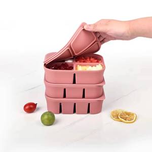 Grade Baby Food <b>Storage</b> Container Silicone Molds Freezer Trays With Lid - Product Image 1