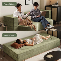 Sofá Cama Plegable de Tela, Dos Plazas, Nuevo Modelo, de una Pieza, para Apartamentos Pequeños, Sala de Estar, Espuma de Alta Densidad