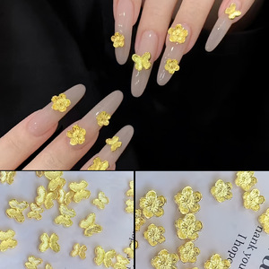 40PCS 3D Gold Metal Flower Butterfly Nail Art Charms Accessories Parts for Manicure <span class=keywords><strong>Deco</strong></span> Nails Decoration Made of Alloy - Product Image 1