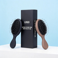 Brosse à cheveux démêlante massante avec logo personnalisé, mini airbag, poils de sanglier multicolores, poils en nylon, manche en plastique