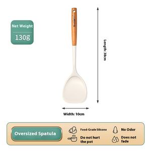 Excale Utensilios de cocina de silicona de alto valor Cuchara de pala con mango de haya y sartén antiadherente Ollas coloridas para freír Herramientas de cocina - Product Image 6