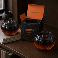 Arovi - Bougie en verre en forme de citrouille d'Halloween 430g, bougie parfumée d'automne avec logo personnalisé, boîte cadeau de luxe pour la décoration de Thanksgiving