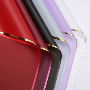 Papier d'emballage pour fleurs en film plastique brillant avec bordure dorée, imperméable, de luxe, 58*58 cm, pour célébration de mariage - Product Image 3
