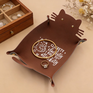 Porte-bijoux carré en cuir motif chat mignon, fermeture à bouton, plateau de rangement portable pour bagues, boucles d'oreilles et petits accessoires 23,5x31,5cm - Product Image 3