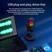 Micrófono de Condensador USB RGB, Micrófono para Streaming y Juegos, Plug&Play, Compatible con Windows/MAC para Grabación en Estudio