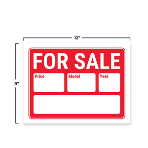 Panneau de vente en PVC étanche 12"x9" personnalisable pour véhicule/bateau/remorque avec prix et année modèle – Étiquette de vente extérieure durable - Product Image 2