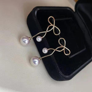 Accessoire en argent S925 pour la création de bijoux, perles rondes de 6 à 9 mm, 21580, double perle, boucle d'oreille vide, porte-clous d'oreille, boucles d'oreilles fines - Product Image 3