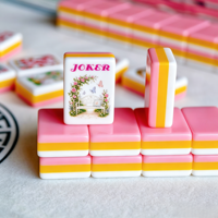 Ensemble de Mahjong américain rose de luxe, jetons de Mahjong portables pour les soirées de jeu en famille et les divertissements à domicile