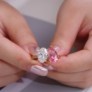 Tùy chỉnh toi ET MOI 18KGold phòng thí nghiệm phát triển kim cương phòng thí nghiệm tạo ra Sapphire Nhẫn đính hôn iGi chứng nhận 2 đá phòng thí nghiệm kim cương Nhẫn cưới - Product Image 3