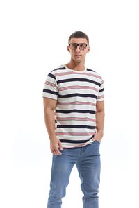 T-shirt personnalisé populaire en gros à la mode t-shirt à rayures à col rond pour hommes grande taille t-shirt décontracté uni pour hommes - Product Image 3