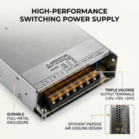 Fuente de Alimentación para Máquinas de Juegos Operadas con Monedas, 120W 12V, Salida Dual, Transformador de Conmutación de 10A