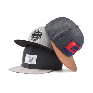 도매 주문 고품질 6 패널 고무 패치 로고 플랫 빌 모자와 모자 Snapback 모자