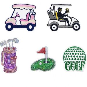 Offre Spéciale : Écussons thermocollants brodés de paillettes, série rose, sur le thème du golf (terrain de golf, club de golf), pour la décoration de chapeaux et sacs - Product Image 1