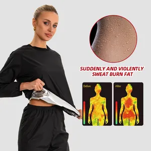 Custom Logo Sauna Suit For Women Sauna Jacket Pants Weight Loss Sweat Suits Sweat Suit Slimming
