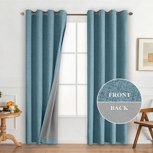 Cortinas Opacas de Poliéster Color Verde Azulado de Primera Calidad, con Ojales, Aislantes Térmicas, Bloqueadoras de Luz, para Sala de Estar, Dormitorio, Decoración del Hogar - Product Image 2