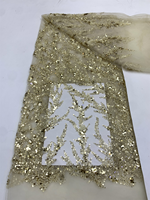Tissu en dentelle française de luxe NI.AI de haute qualité avec perles et sequins, broderie nigériane pour robe de mariée