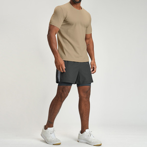 T-shirt pour homme, coupe slim, couleur unie, col rond, 100% polyester, séchage rapide, respirant, manches courtes - Product Image 5