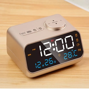 Loa không dây stereo bass nặng kỹ thuật số LED hiển thị đồng hồ báo thức TF/FM Đài phát thanh rảnh tay cuộc gọi âm nhạc cột Máy nghe nhạc - Product Image 3