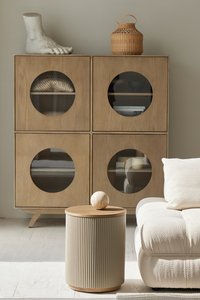 Scandinavian Modern <strong>Table</strong> Reclaimed Oak Made <strong>Round</strong> Coffee <strong>Table</strong> <strong>with</strong> <strong>Storage</strong> Light Color Wooden <strong>Side</strong> <strong>Table</strong> - Product Image 4