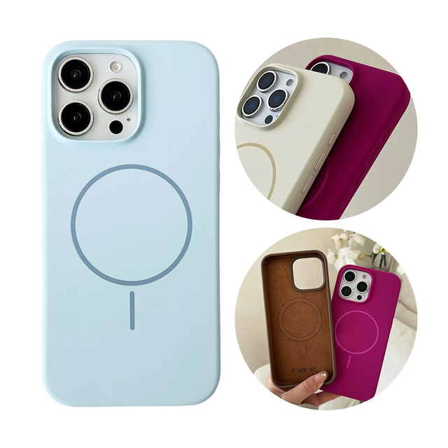 High Quality New Liquid Silicone Phone Case for iPhone 16 13 Pro Max 7 Plus Plus Candy Color Magnetic Cell Phone Cover Frosting