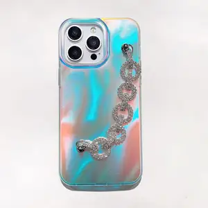 Shinning diamond Phone Case for iphone 15 max for iphone Luxury Strap Fashion Mobile Phone Cover double sided film