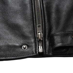 <span class=keywords><strong>Chaqueta</strong></span> de piel de vaca genuina a rayas con cuello levantado para parejas deportivas de moda personalizada de salida de fábrica para hombres - Product Image 5