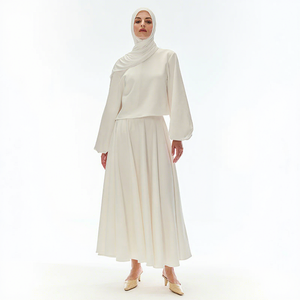 Conjunto de <span class=keywords><strong>falda</strong></span> musulmana personalizable de alta calidad para mujer, conjunto de 2 piezas de <span class=keywords><strong>falda</strong></span> y Top modesto para mujer islámica de longitud completa de Color sólido - Product Image 1