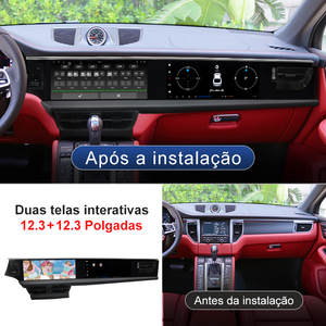 Écran double 12,3 pouces pour Porsche Macan 2011-2017, autoradio Android 2DIN, lecteur multimédia vidéo, HU 4G LTE, Bluetooth sans fil, Carplay - Product Image 3
