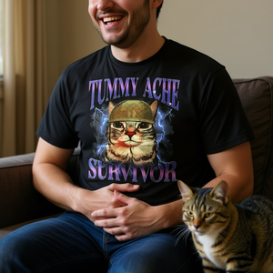T-shirt humoristique pour femmes, avec image de chat, pour les survivants des maux de ventre, sarcasme, humour - Product Image 3