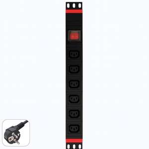 รางปลั๊กไฟ 19 นิ้ว พร้อมเต้ารับ IEC C13 และ Schuko 8 ช่อง เหมาะสำหรับการจัดสรรไฟฟ้าในแร็ค ศูนย์ข้อมูล และอุปกรณ์สำนักงาน - Product Image 1