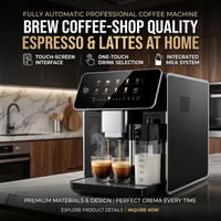 Máquina de Café Espresso Totalmente Automática con Pantalla Grande Dispositivo Comercial de Acero Inoxidable con Ajuste de Tres Niveles